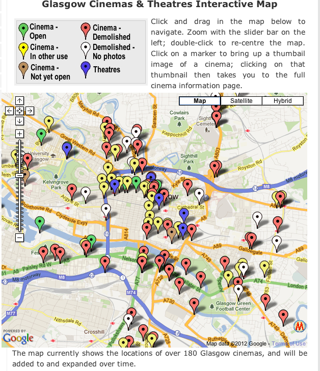 Interactive map of Glasgow Cinemas and Theatres