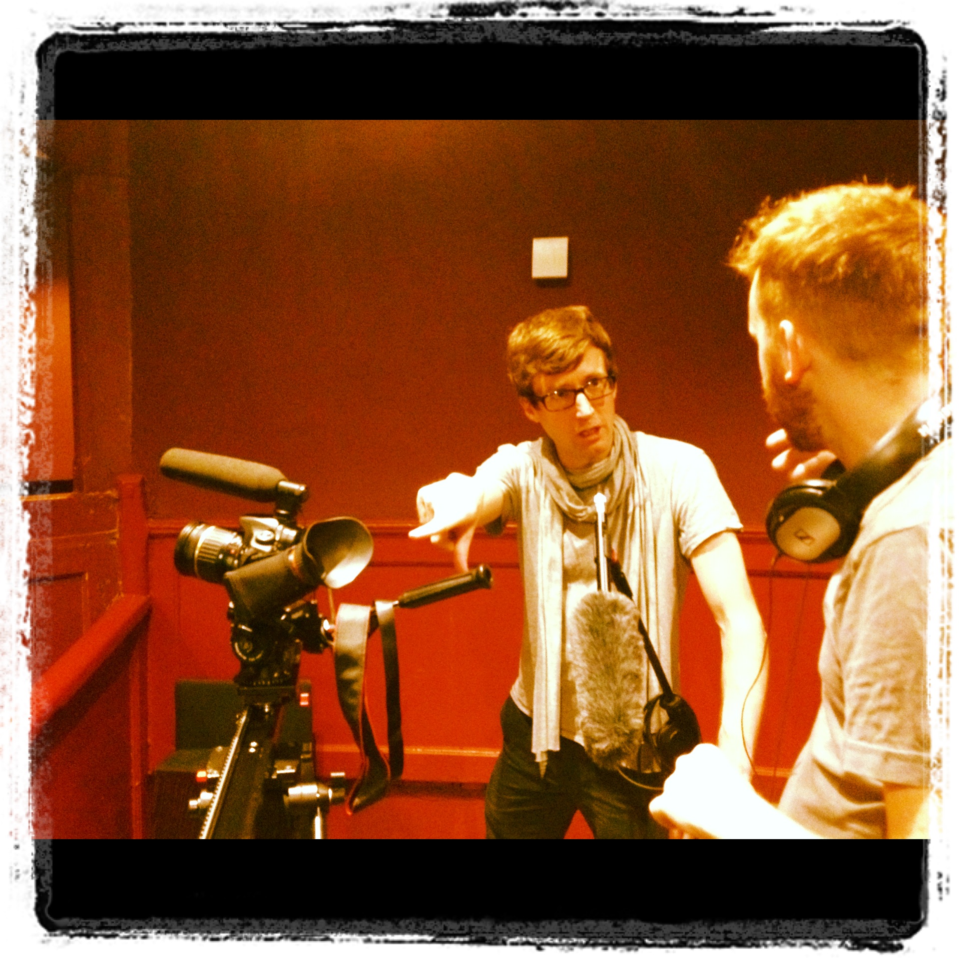 Paul Clarke directing Geoff Taylor the film maker
